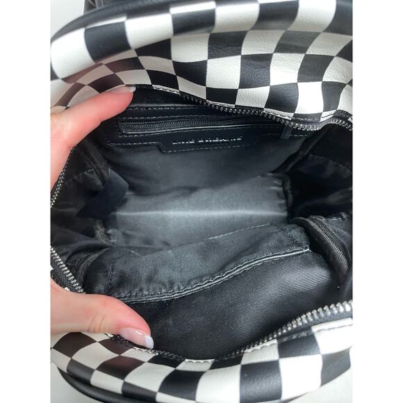 LIKE DREAMS Checkered Mini Backpack Travel School Campus in Black and White - Picture 4 of 10